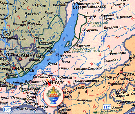Карта Бурятии. Село Каленово