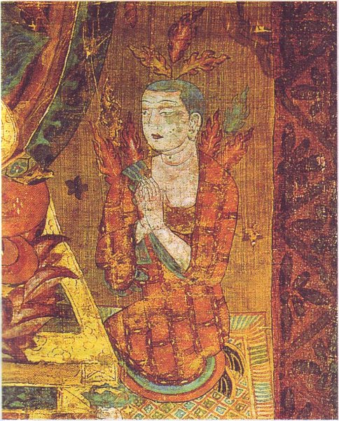 Монах в сцепе	Будд — бодхисаттве Авалокитешваре. Живопись на шелке. Фрагмент. Дуньхуан