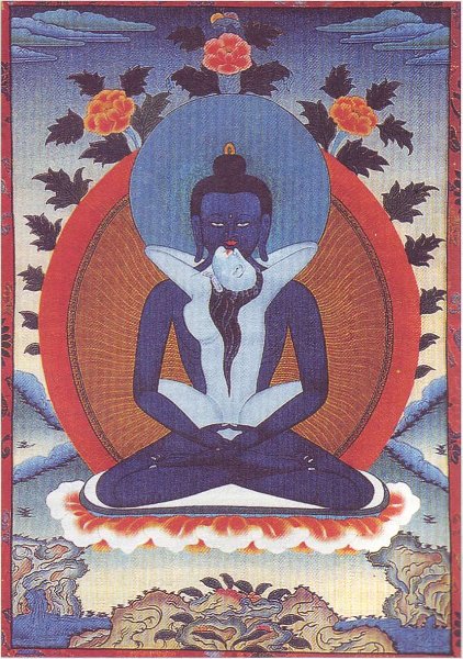 Адибудда Саматабхадра с Самантабхадри. Танка. Тибет