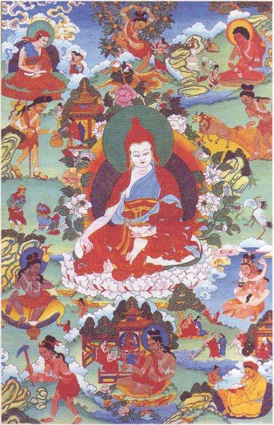 Одна из манифестаций Падмасамбхавы. Танка. Тибет.