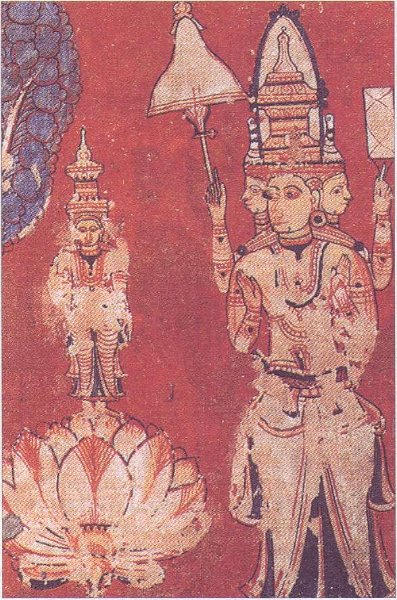 Рождение принца Сиддхартхи. Настенная живопись. Сурийегода Вихара. Шри Ланка, ок. 1757 г.